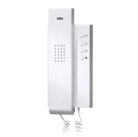 HT4600 Audioninnensprechstelle in weiß mit vier Tasten und Hörer 