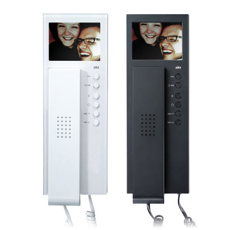 HTV4600 Videoinnensprechstelle in weiß und schwarz mit 6 Tasten und Hörer 